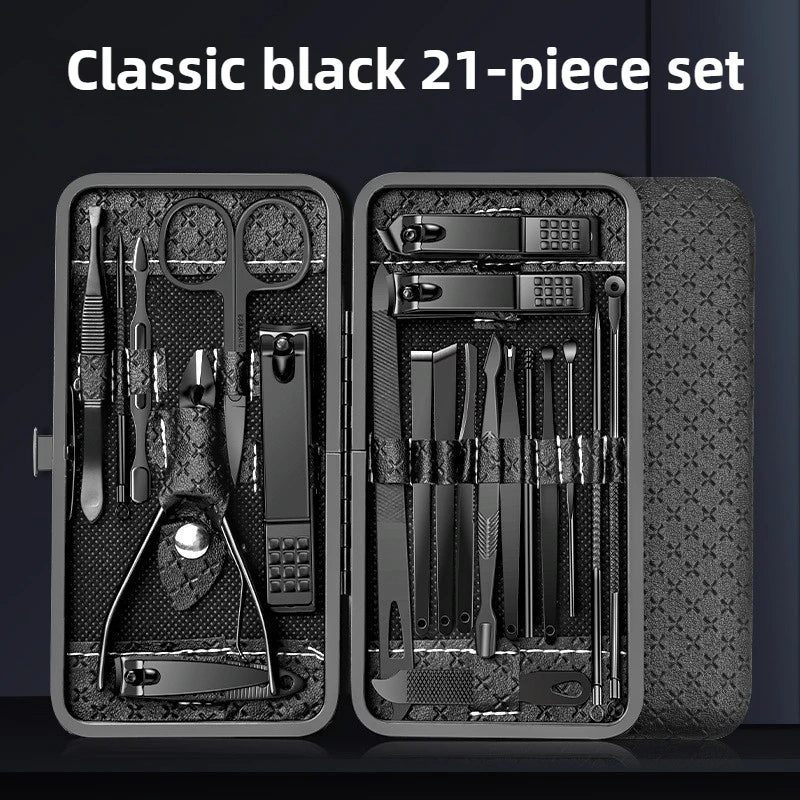19/21 Pcs Manicure Cutters Nail Clipper Set Manicure Nail Trimmer Pedicure Scissors Tool Knife Convenient Beauty Tools
