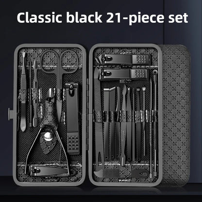 19/21 Pcs Manicure Cutters Nail Clipper Set Manicure Nail Trimmer Pedicure Scissors Tool Knife Convenient Beauty Tools