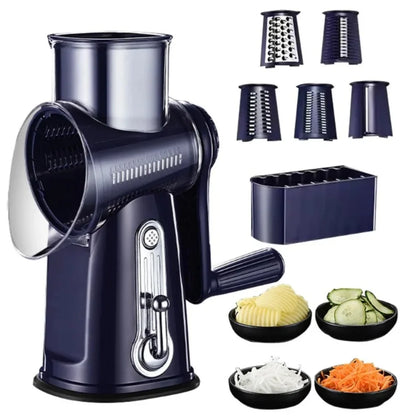 Rotary Vegetable Slicer 5 In 1 Hand Crank Multifunction Rotary Cheese Grater Kitchen Veggie Chopper Food Shredder Meat Grinder