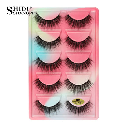 3/5 Pairs Hot Sale Natural Long 3D Mink Lashes Soft Short Faux Cils Handmade Fake Lashes Makeup Tool Eyelash Extension maquiagem