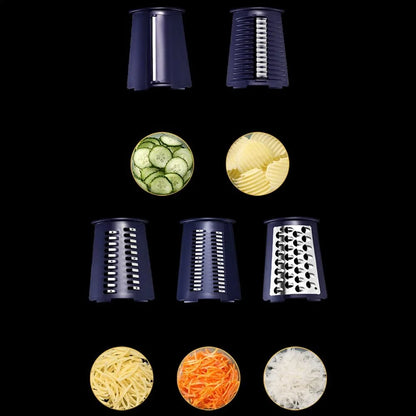 Rotary Vegetable Slicer 5 In 1 Hand Crank Multifunction Rotary Cheese Grater Kitchen Veggie Chopper Food Shredder Meat Grinder