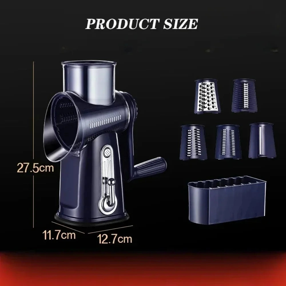 Rotary Vegetable Slicer 5 In 1 Hand Crank Multifunction Rotary Cheese Grater Kitchen Veggie Chopper Food Shredder Meat Grinder