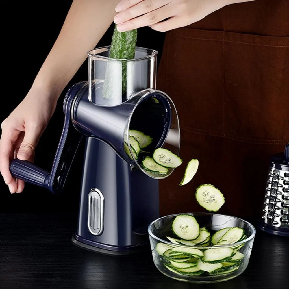Rotary Vegetable Slicer 5 In 1 Hand Crank Multifunction Rotary Cheese Grater Kitchen Veggie Chopper Food Shredder Meat Grinder