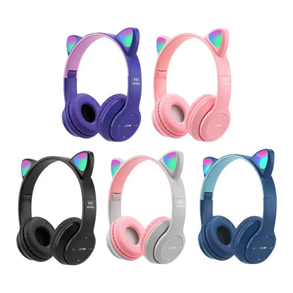 Fone de gatinho Bluetooth com LED