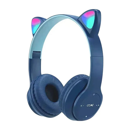 Fone de gatinho Bluetooth com LED