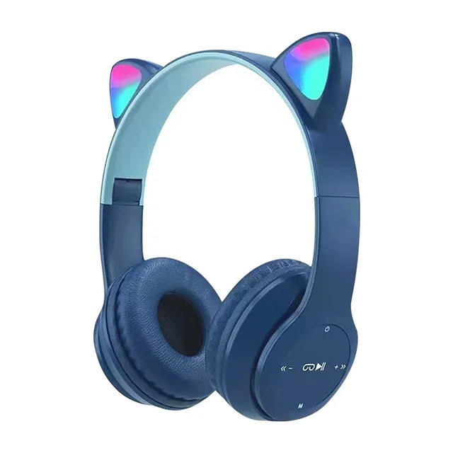 Fone de gatinho Bluetooth com LED