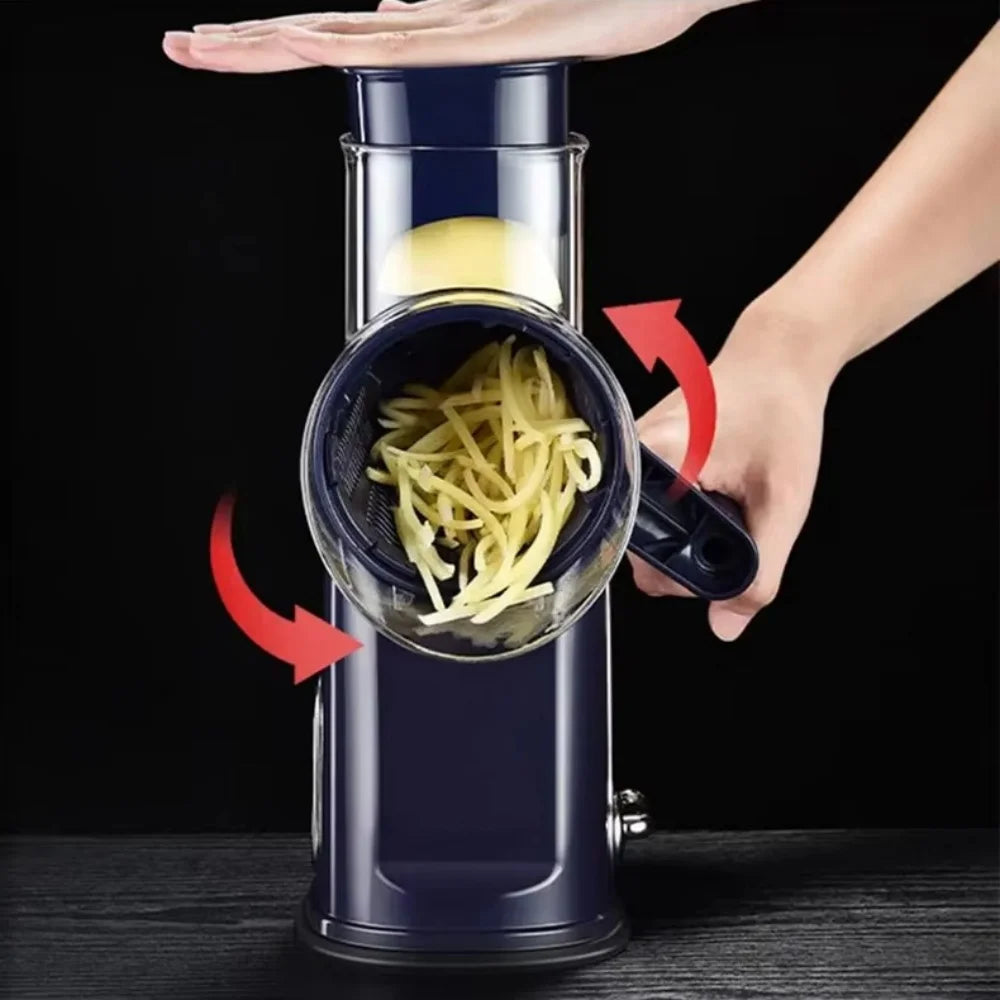 Rotary Vegetable Slicer 5 In 1 Hand Crank Multifunction Rotary Cheese Grater Kitchen Veggie Chopper Food Shredder Meat Grinder