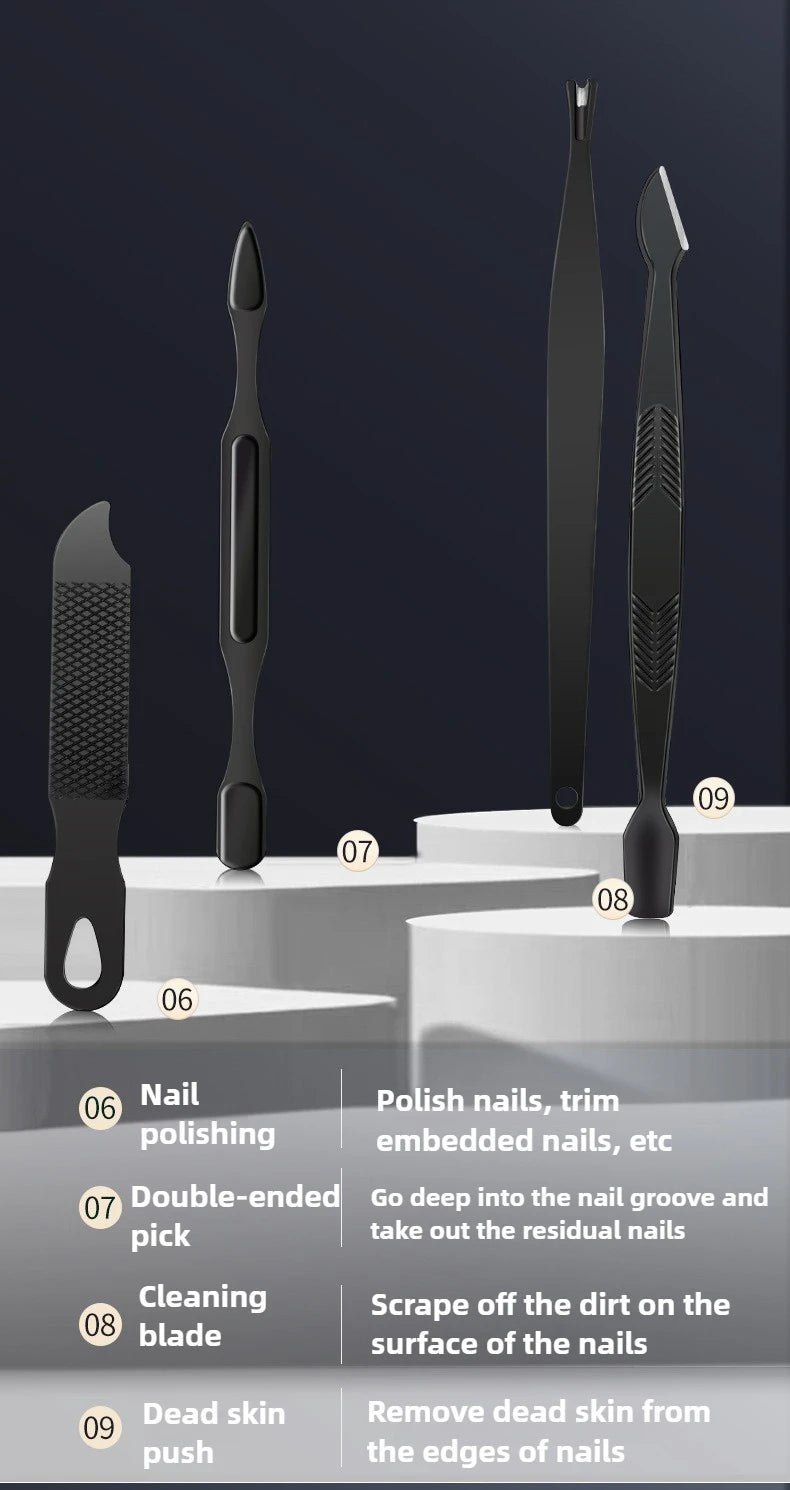 19/21 Pcs Manicure Cutters Nail Clipper Set Manicure Nail Trimmer Pedicure Scissors Tool Knife Convenient Beauty Tools