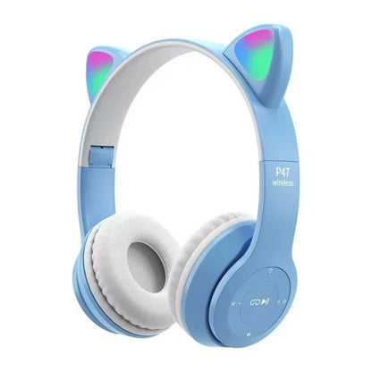 Fone de gatinho Bluetooth com LED