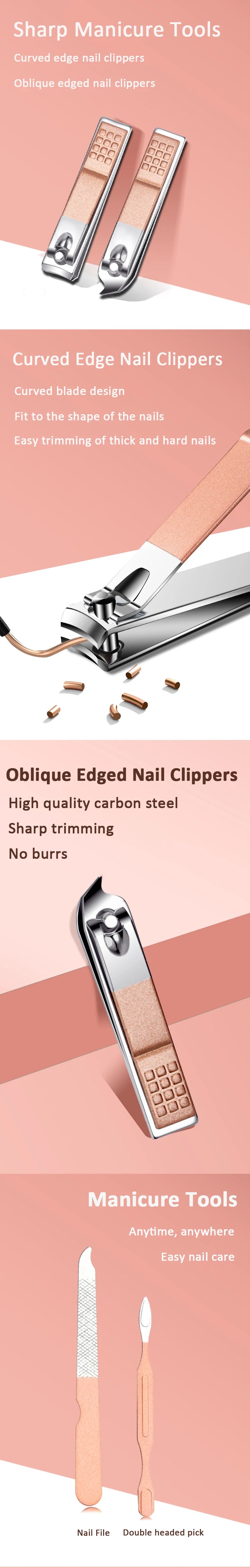 7Pcs stainless steel Nail Clipper Set Complete Kit Of Household Manicure And Beauty Tools Portable Nail Clipper Set