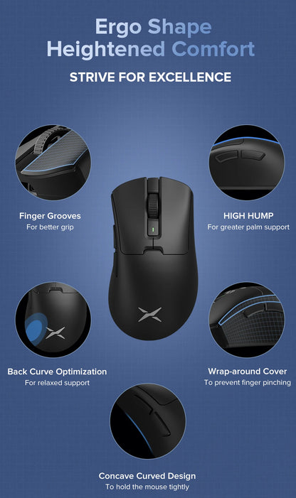 Delux M900Pro Ergonomic Wireless Gaming Mouse 8K PAW3395 Magnetic RGB Charging Dock Rechargeable Wired Mice  For Big Hand PC
