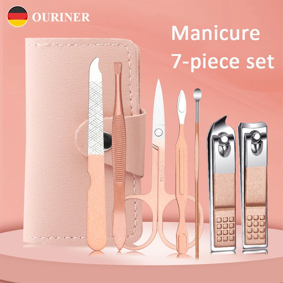 7Pcs stainless steel Nail Clipper Set Complete Kit Of Household Manicure And Beauty Tools Portable Nail Clipper Set