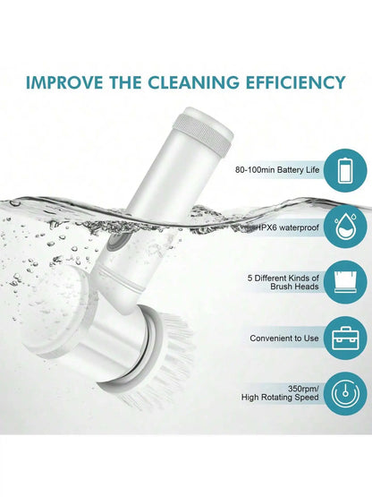Xiaomi Power Scrubber 5 Replaceable Brush Head Electric Spin Scrubber Bathroom Cleaning Brush Power Scrubber Electric Brush Home