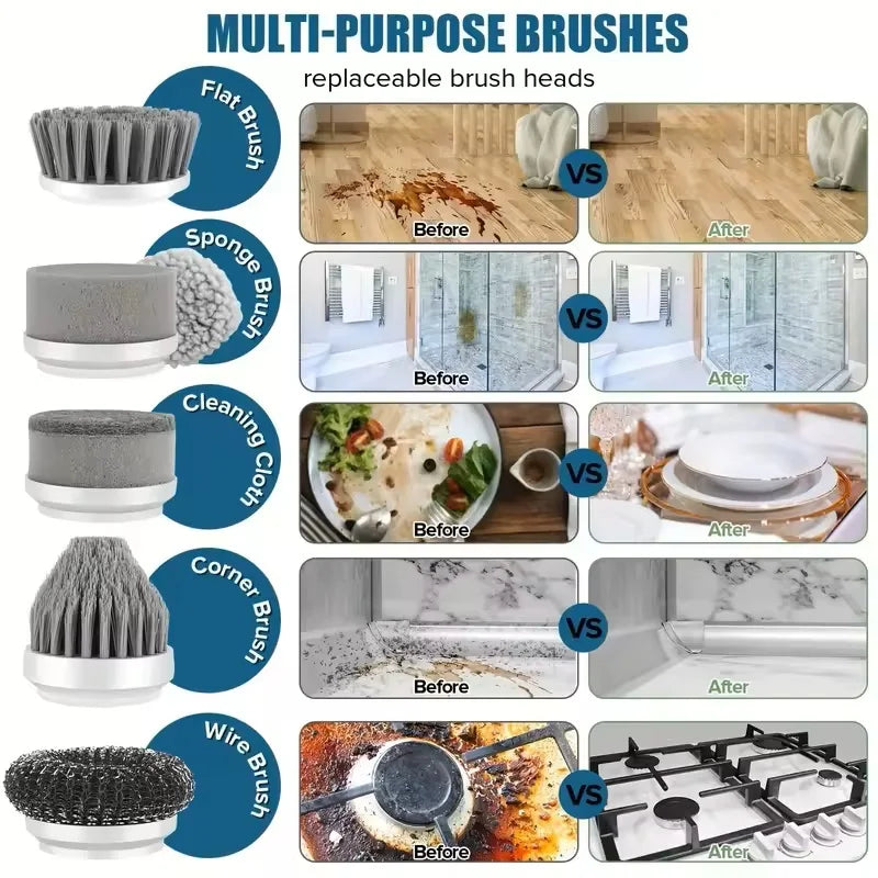 Xiaomi Power Scrubber 5 Replaceable Brush Head Electric Spin Scrubber Bathroom Cleaning Brush Power Scrubber Electric Brush Home