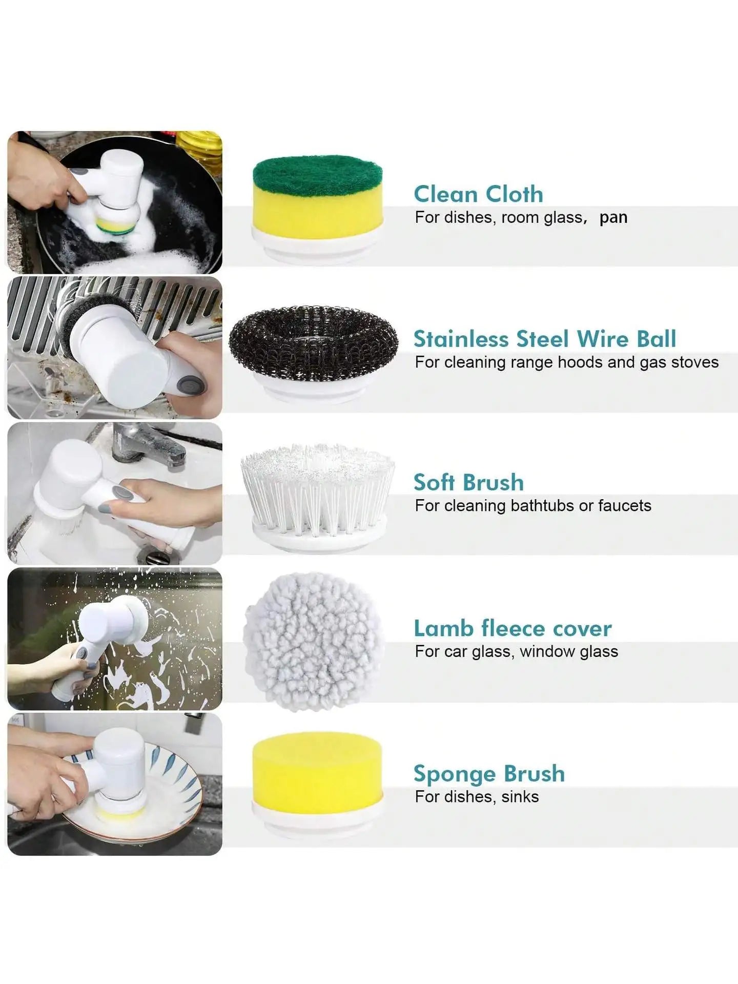 Xiaomi Power Scrubber 5 Replaceable Brush Head Electric Spin Scrubber Bathroom Cleaning Brush Power Scrubber Electric Brush Home